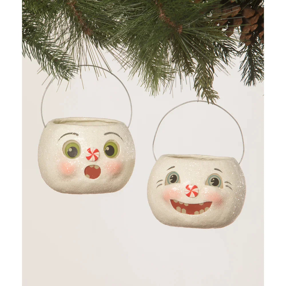 Surprised Snowman Bucket Petite by Bethany Lowe Designs