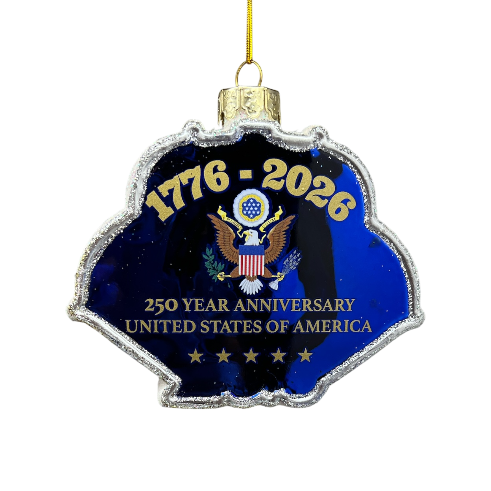 Celebratory 250th Anniversary U.S. Flag Glass Ornament
