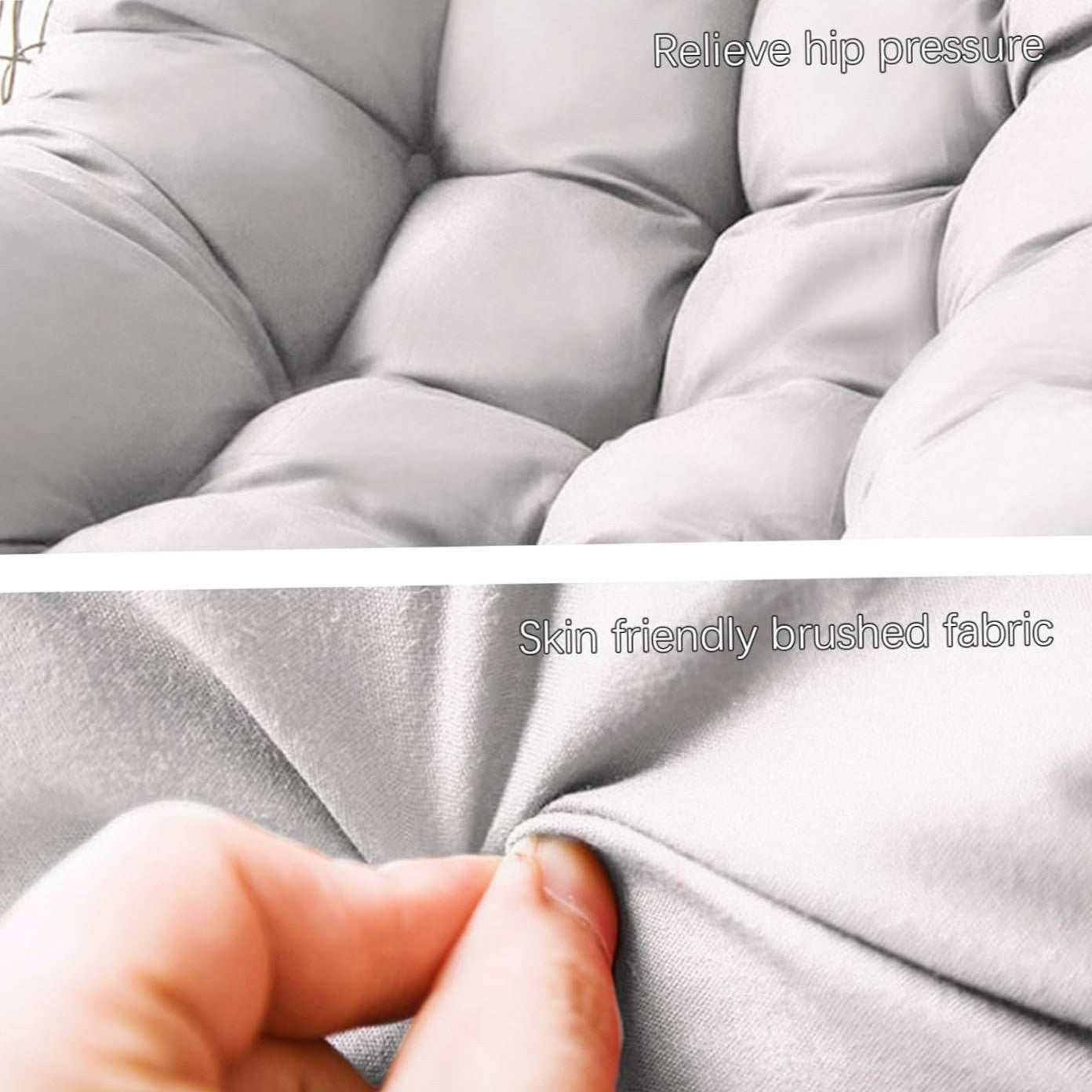 Swing Chair Cushions Replacement Burgundy, Outdoor Hanging Basket Seat Cushion Pillow GRAY Soft Hanging Egg Chair Back Cushions Pads for Indoor and Outdoor Garden, 47.8* 32"