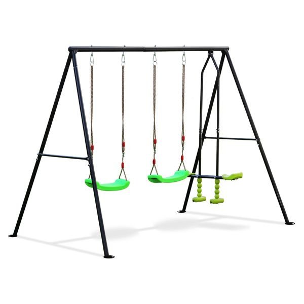Swing Sets for Backyard 550LBS 3 Seat, Swingset Outdoor for Kids, Swing Set with Glider, 2 Blet Swings
