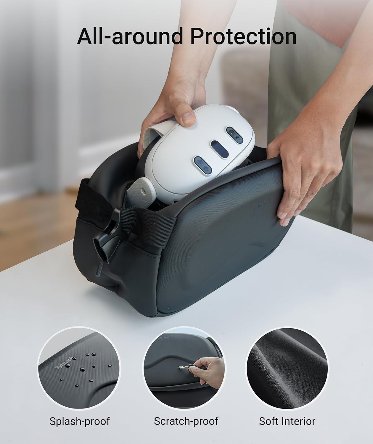 Syntech Carrying Case Compatible with Meta Quest 3S/Quest 3/Oculus Quest 2/Vision Pro, Portable Travel Case with Shoulder Strap for VR Gaming Headset Accessories and Controllers, Crossbody Storage Bag