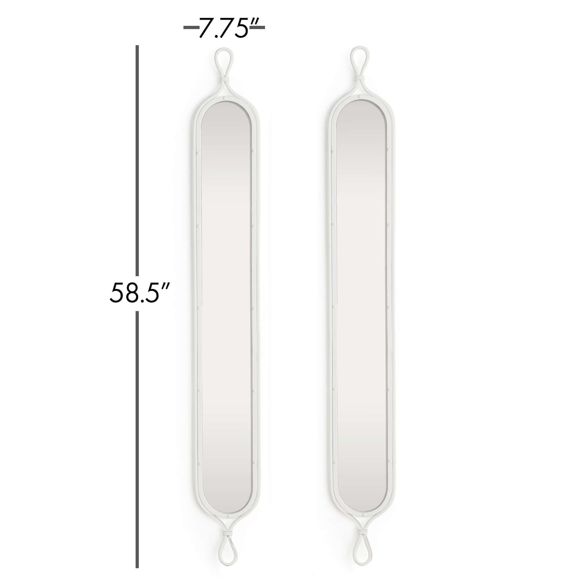 Tall White Mirrors with Vintage French Design (Set of 2)