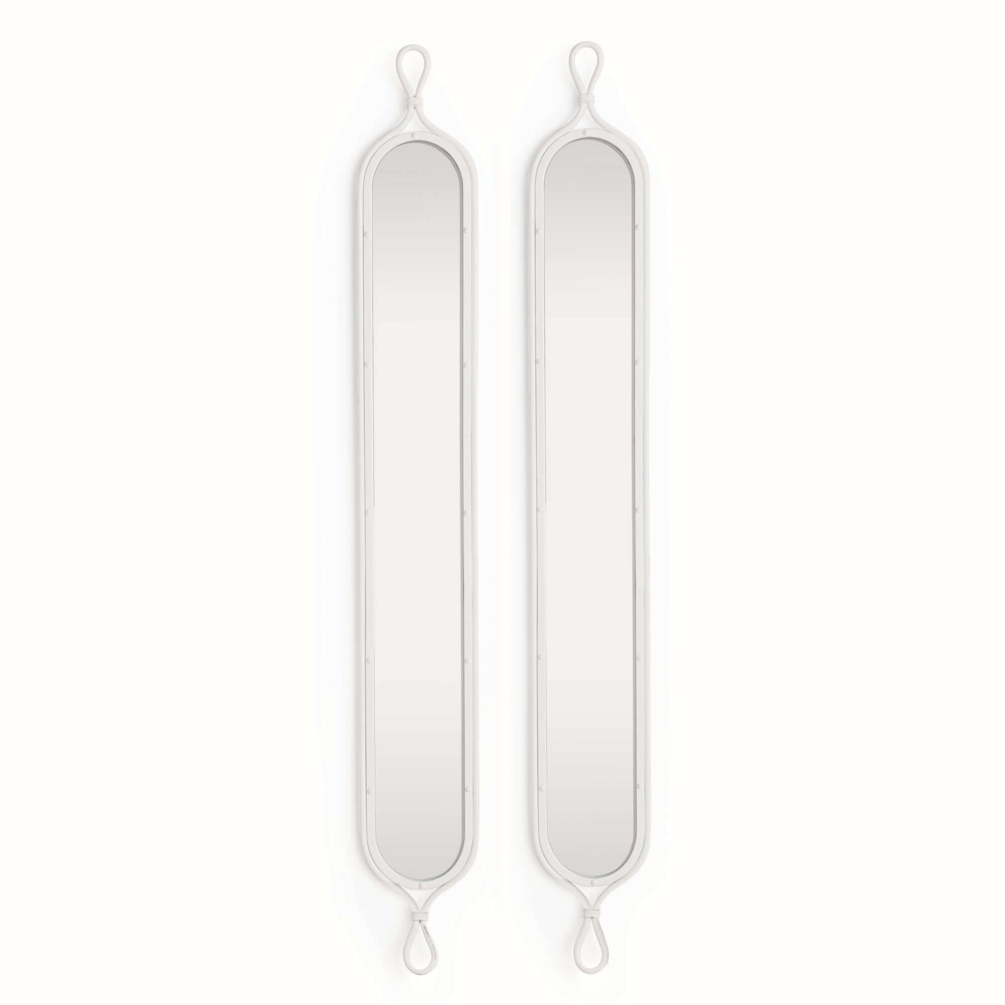 Tall White Mirrors with Vintage French Design (Set of 2)