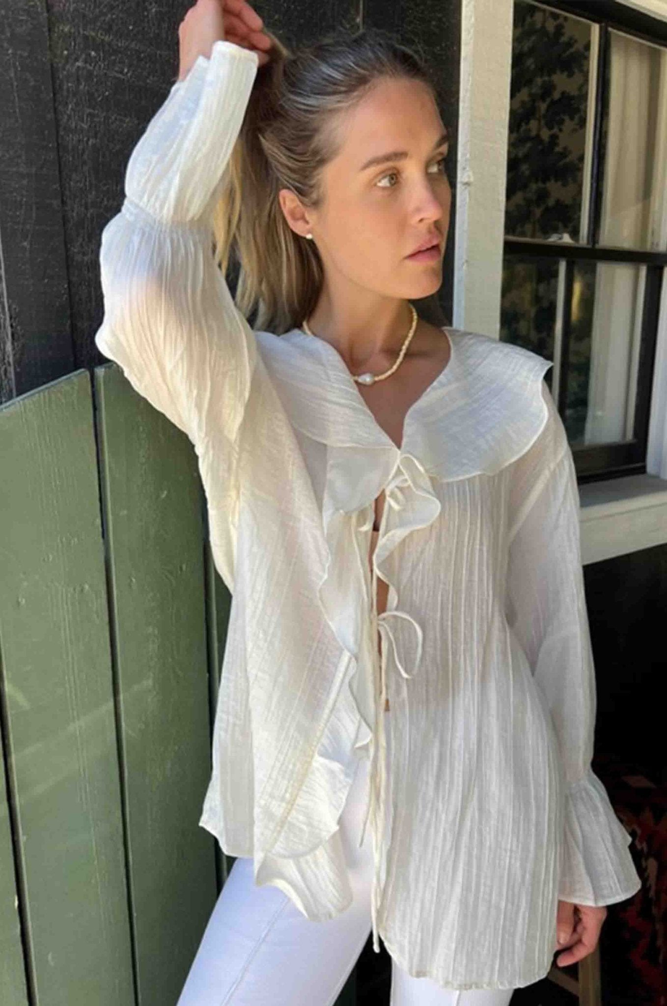 The Lily Top - Crème / Ivory Ruffle Blouse