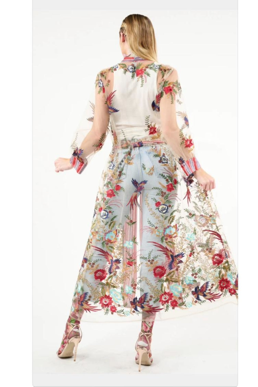 Sheer Embroidered Bird Duster