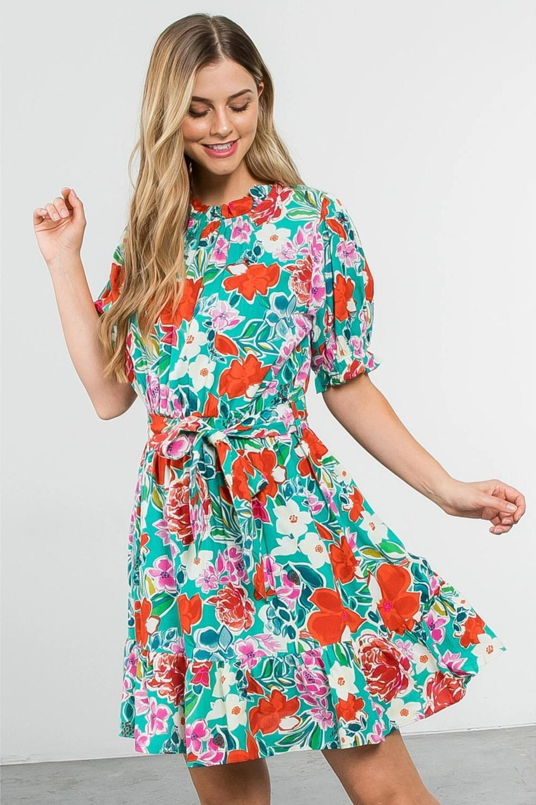 Short Sleeve Floral Dress