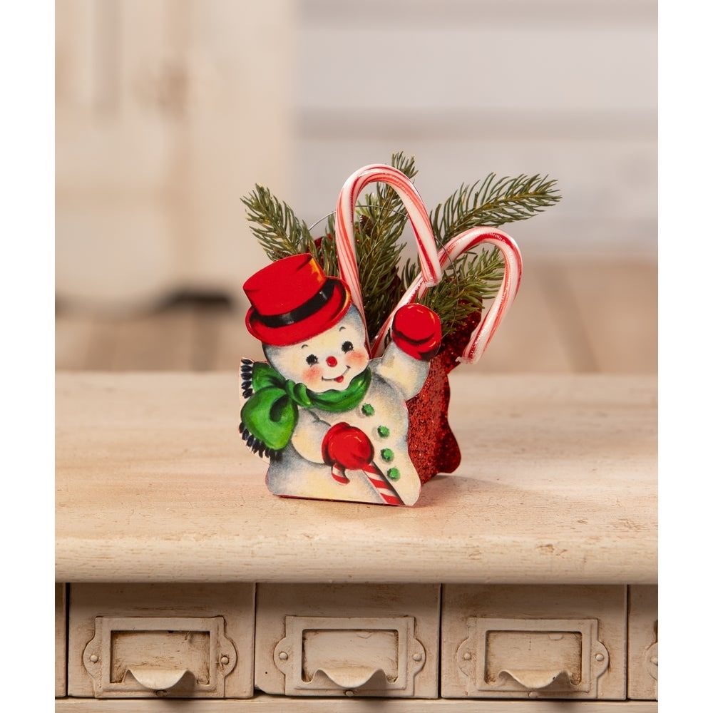 Tin Snowman Bucket Small by Bethany Lowe Designs