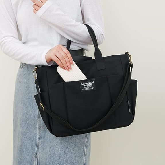 Tote Bag with Zipper Tote Bag for Women Canvas Crossbody Bag Shoulder Bag Satchel Hobo Bag Messenger Bag