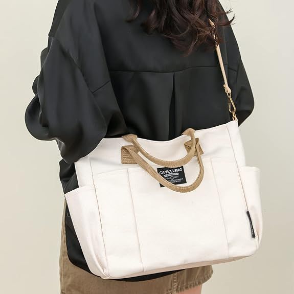Tote Bag with Zipper Tote Bag for Women Canvas Crossbody Bag Shoulder Bag Satchel Hobo Bag Messenger Bag