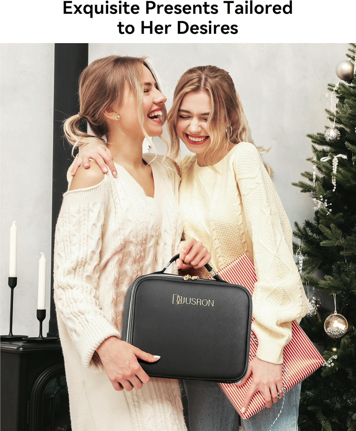 Travel Makeup Bag With LED Mirror,Train Case with Light up Mirror, Portable Makeup Artist Organizer Bag with Adjustable Dividers, Makeup Brush Holder Storage(Black, Large)