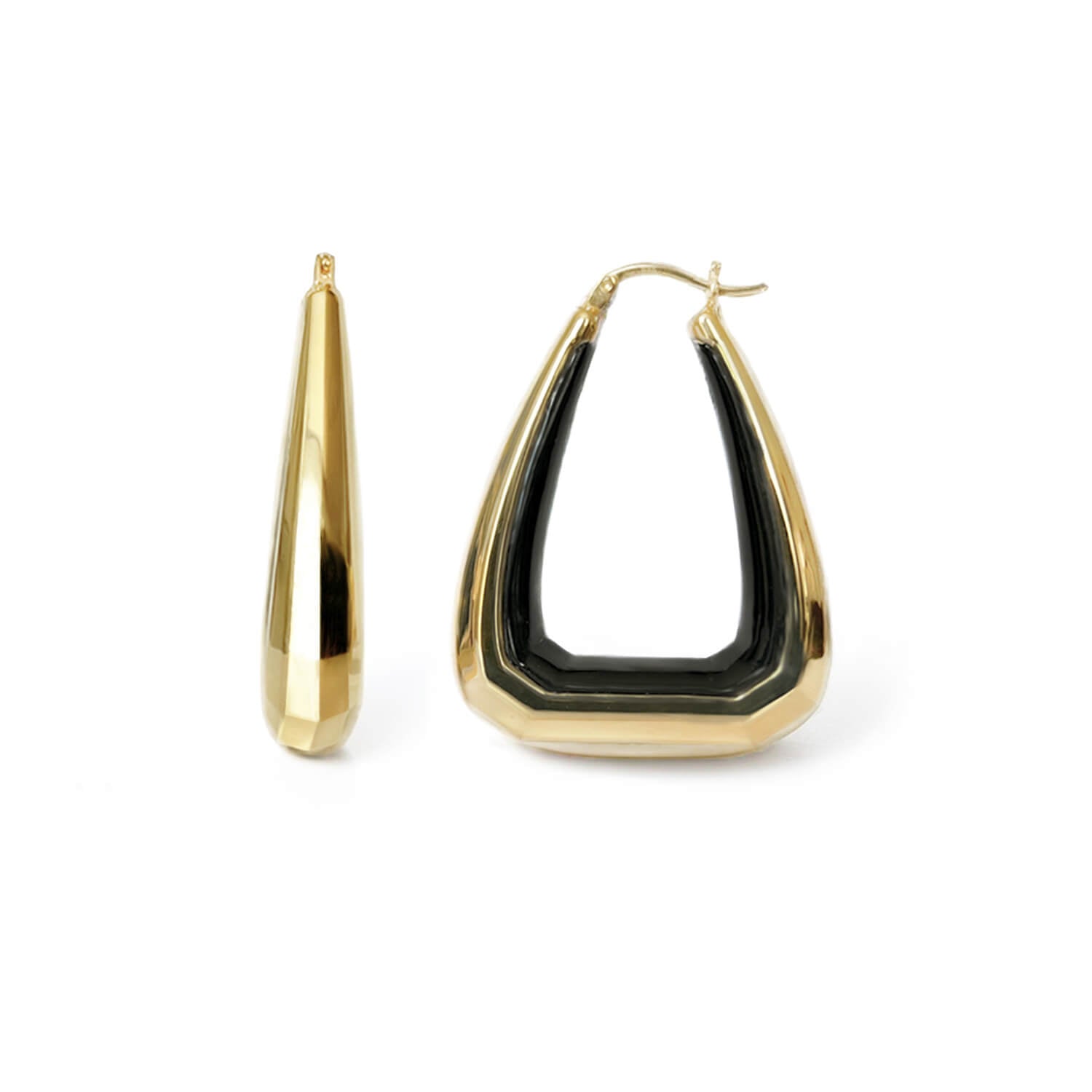 Triangle Gem Cut Hoop Earrings