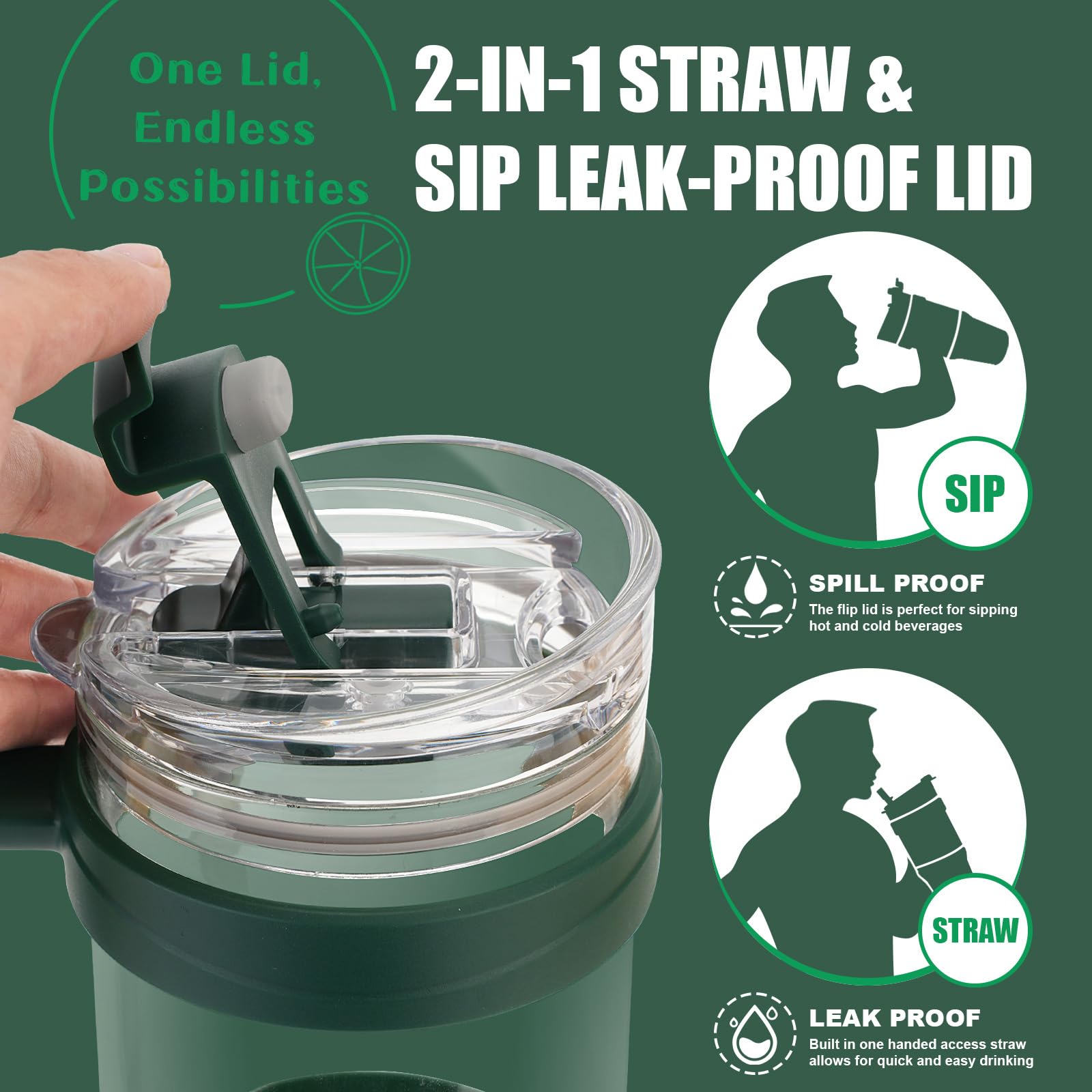 Tronco 40 oz Glass Tumbler with Straw and Lid, Reusable Glass Tumbler with Handle, Iced Coffee Cup with Bamboo Lid, Glass Water Bottles Fit in Cup Holder, Carbonfree, Lead-Free, BPA-Free