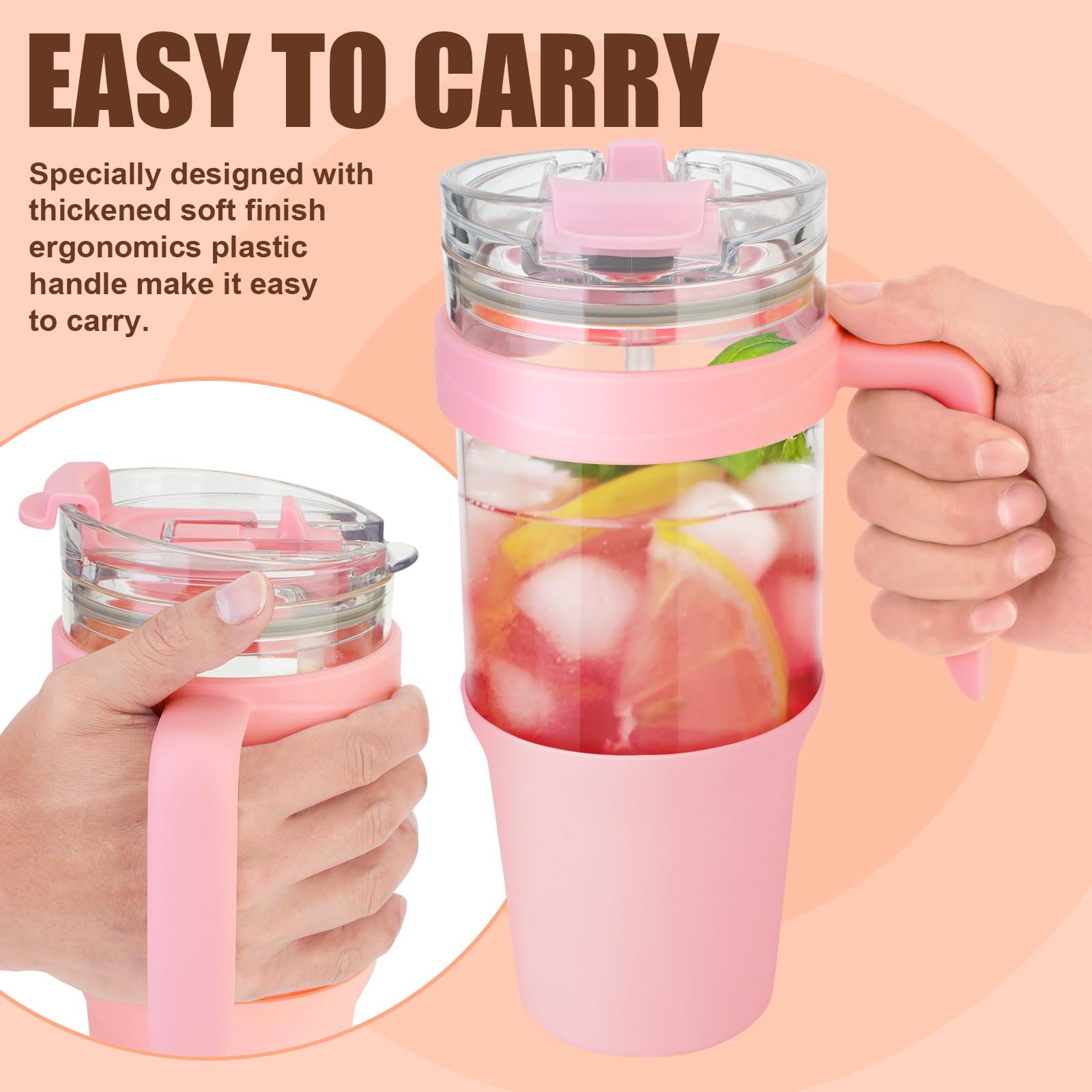 Tronco 40 oz Glass Tumbler with Straw and Lid, Reusable Glass Tumbler with Handle, Iced Coffee Cup with Bamboo Lid, Glass Water Bottles Fit in Cup Holder, Carbonfree, Lead-Free, BPA-Free