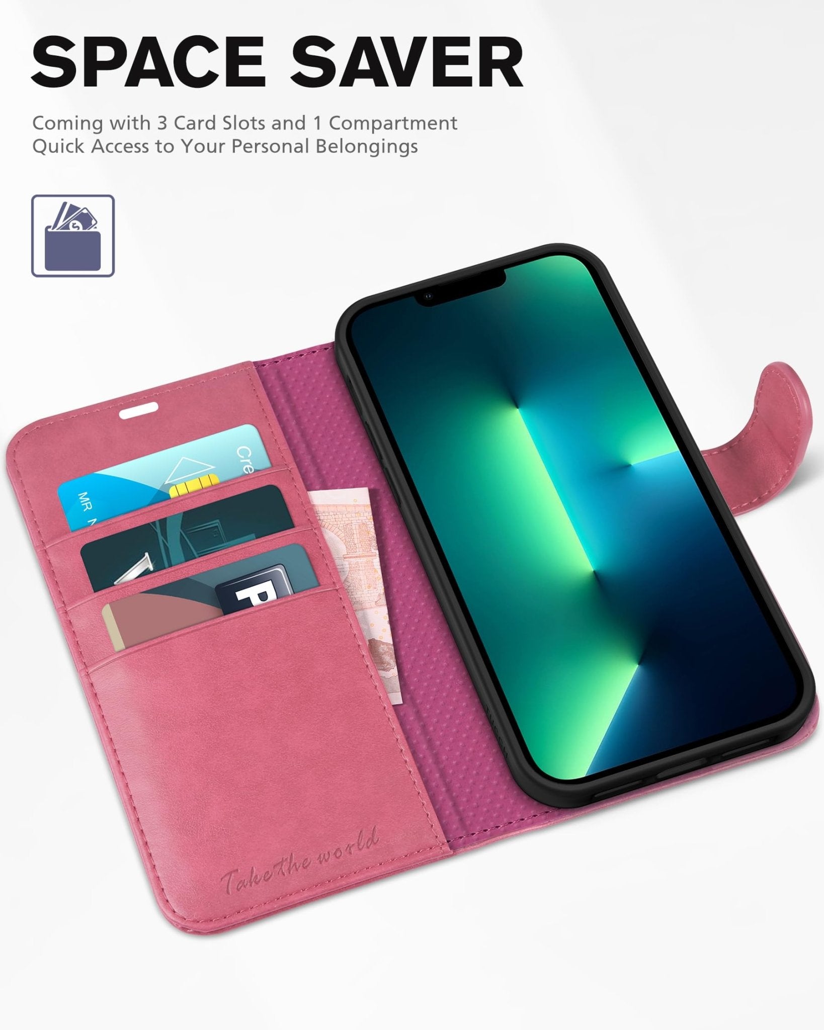 TUCCH Case Wallet for iPhone 13 Pro, RFID Blocking Card Holder Magnetic Stand PU Leather Folio Cover, Protective TPU Shockproof Inner Shell 6.1-inch 2021, Black