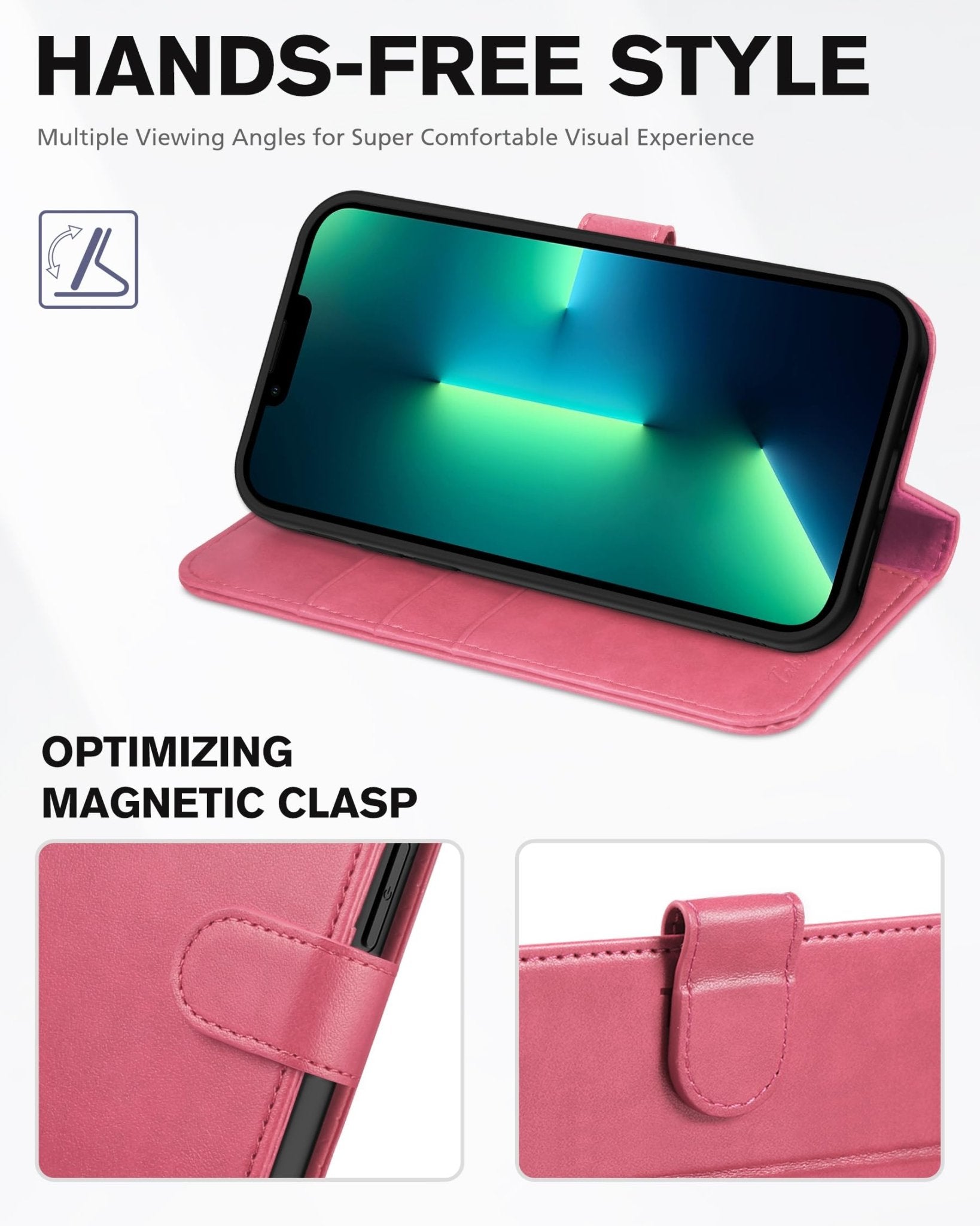 TUCCH Case Wallet for iPhone 13 Pro, RFID Blocking Card Holder Magnetic Stand PU Leather Folio Cover, Protective TPU Shockproof Inner Shell 6.1-inch 2021, Black