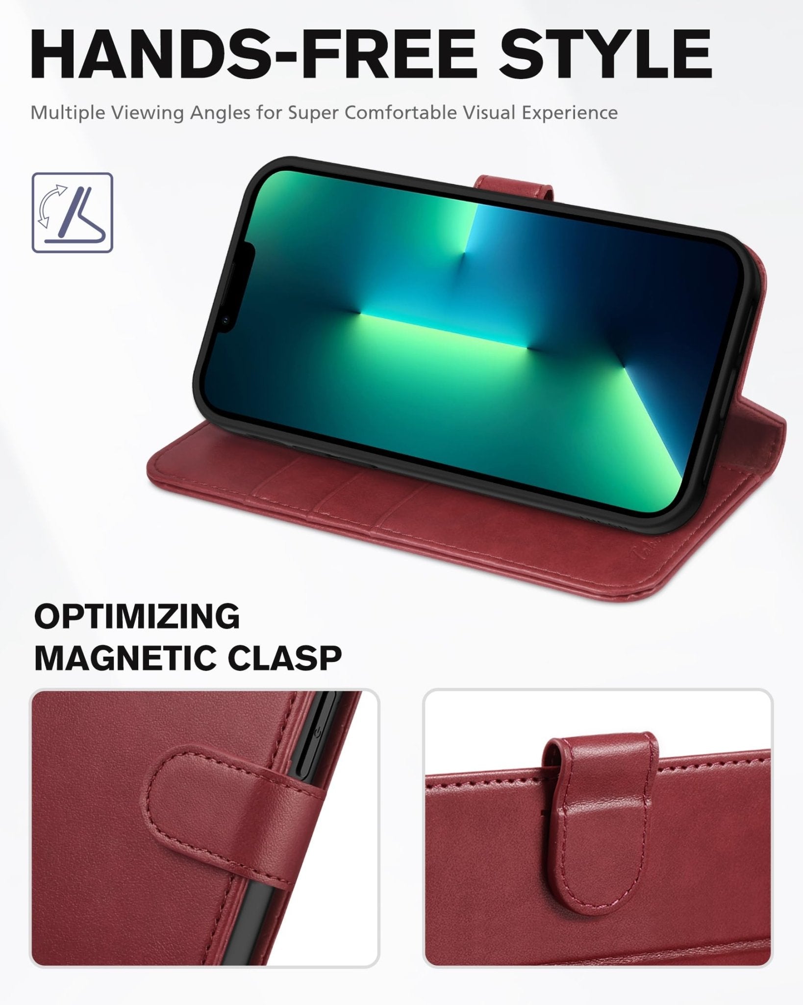 TUCCH Case Wallet for iPhone 13 Pro, RFID Blocking Card Holder Magnetic Stand PU Leather Folio Cover, Protective TPU Shockproof Inner Shell 6.1-inch 2021, Black