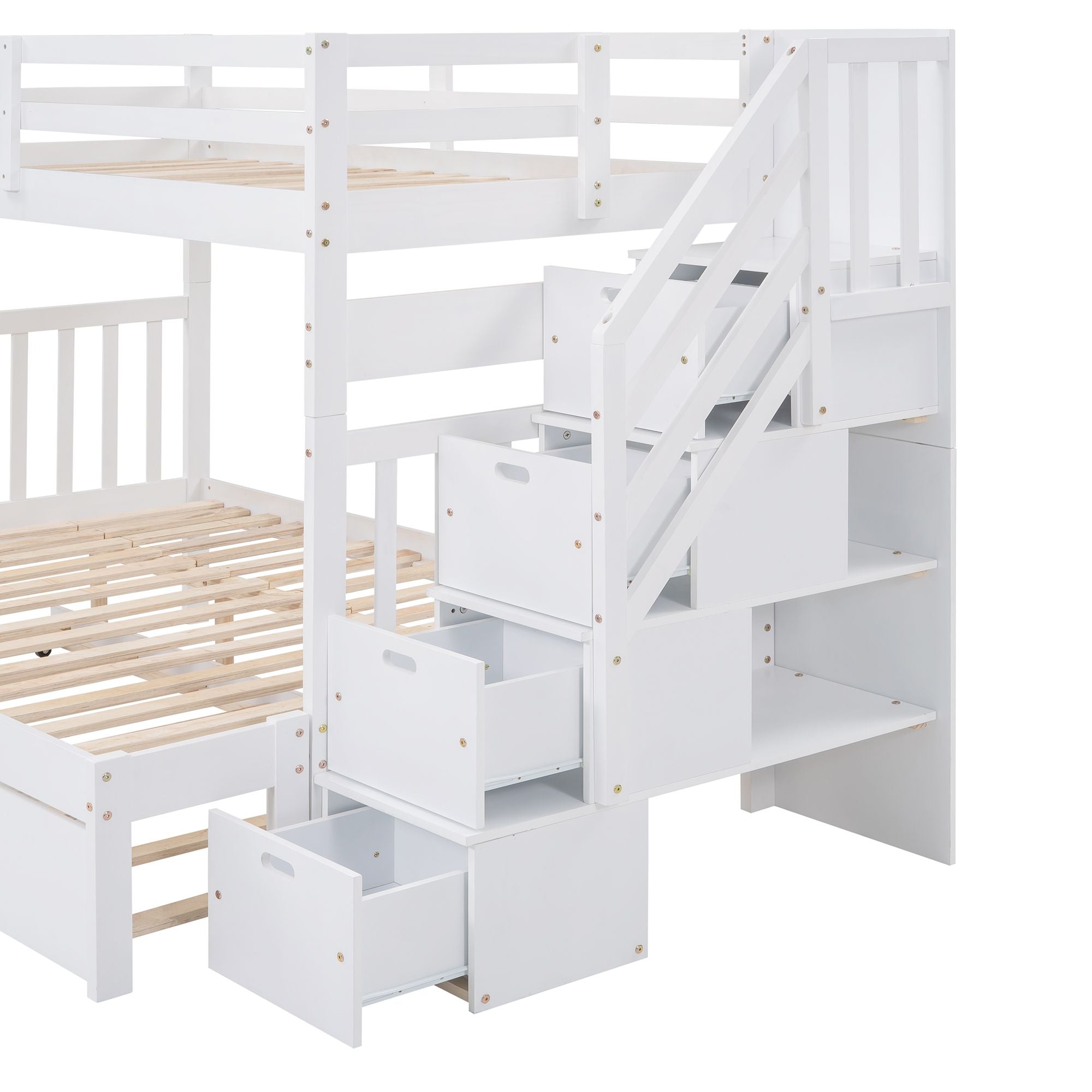 Twin over Twin/Full Bunk Bed with Twin Size Trundle