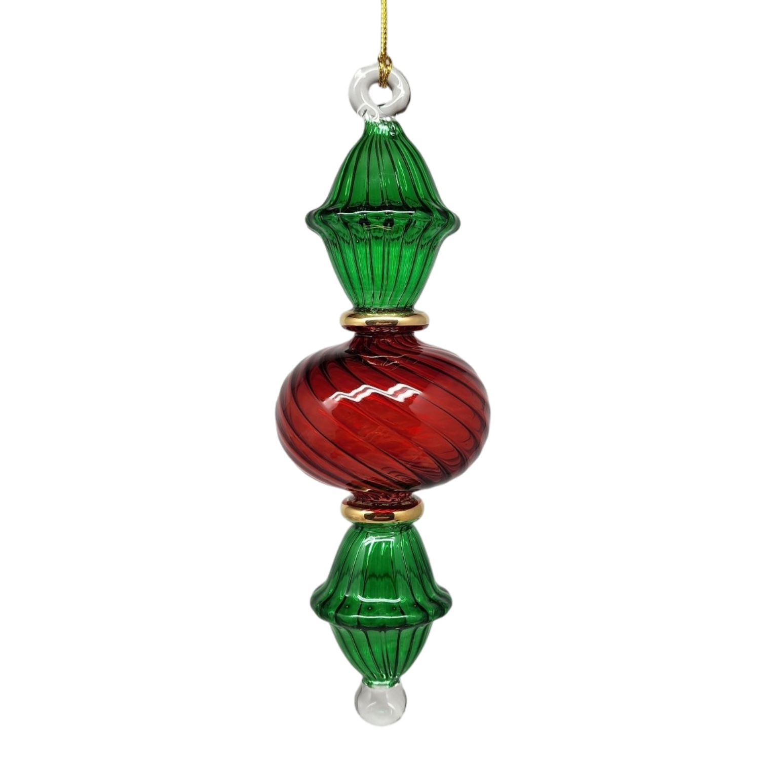 Egyptian Glass Two Tone Scalloped Ball Ornament
