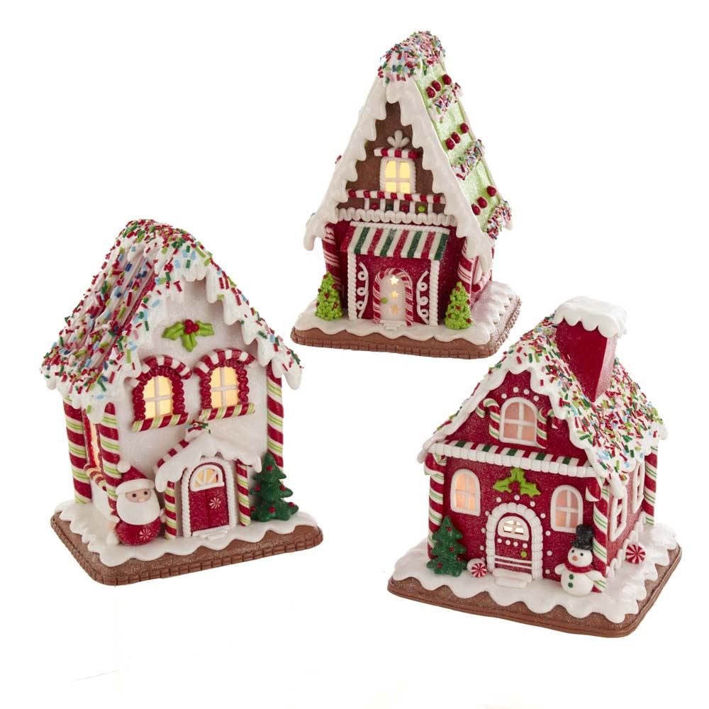 Holiday Gingerbread LED House - Snowman in front