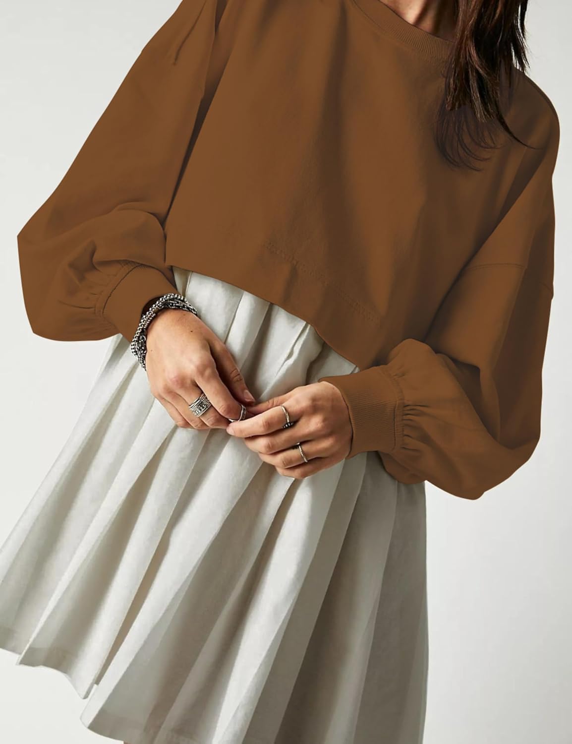 Unilexi Womens Crew Neck Pullover Sweatshirts Dress Oversized Long Sleeve Mini Dress