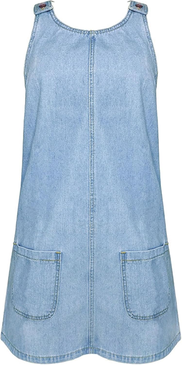 Unilexi Women’s Loose Summer Sexy Denim Skirt Casual Sleeveless Jean Overall Dresses with Pockets