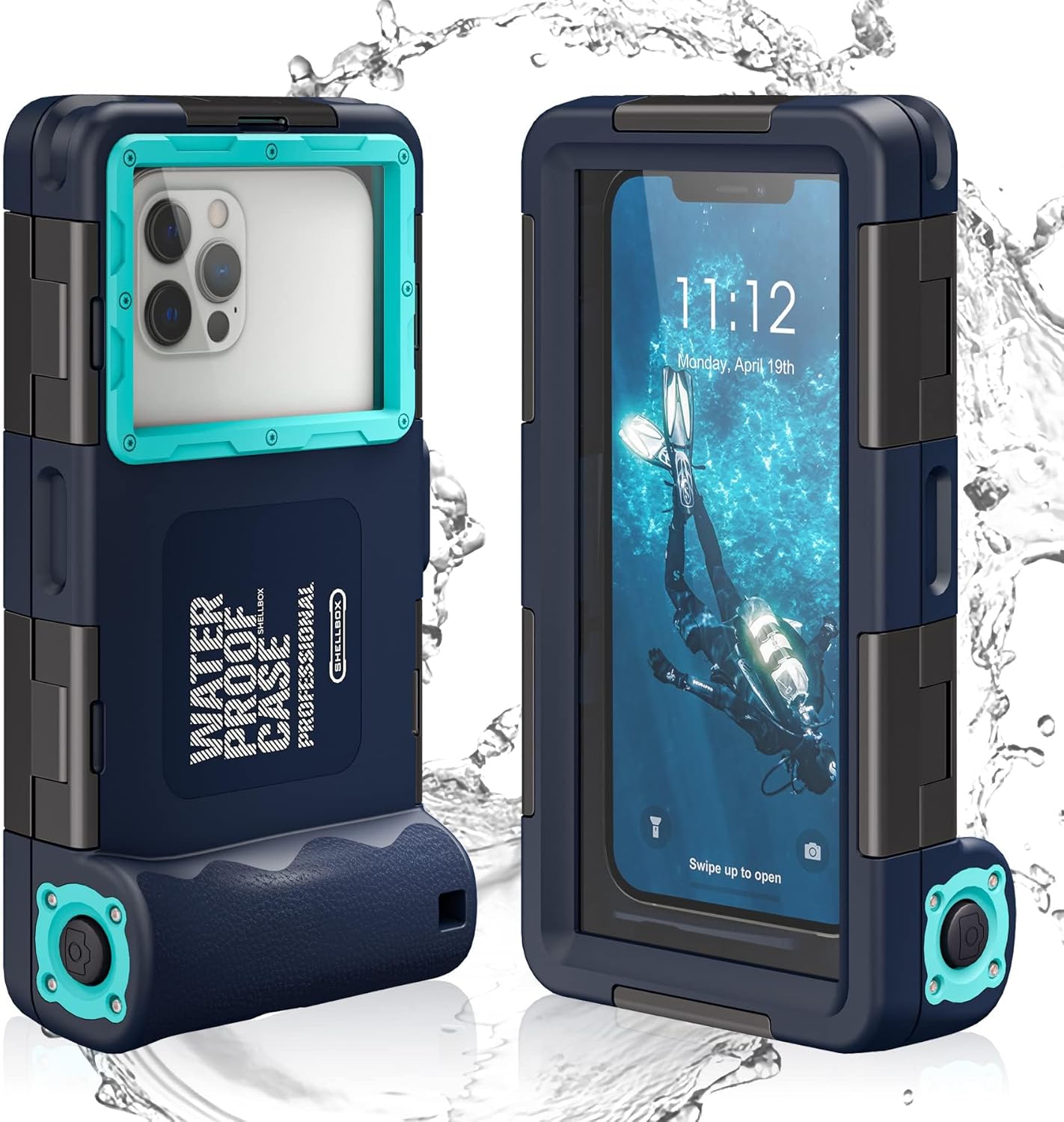 Universal Waterproof Phone Case for Snorkeling, IP68 Professional Diving Underwater Phone Case with Lanyard for iPhone Galaxy (Blue, Universal Waterproof Phone Case)