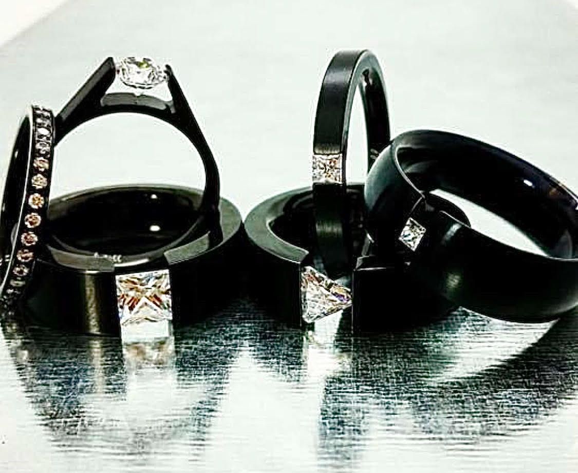 RG801B B.Tiff Princess Cut Black Wide Ring