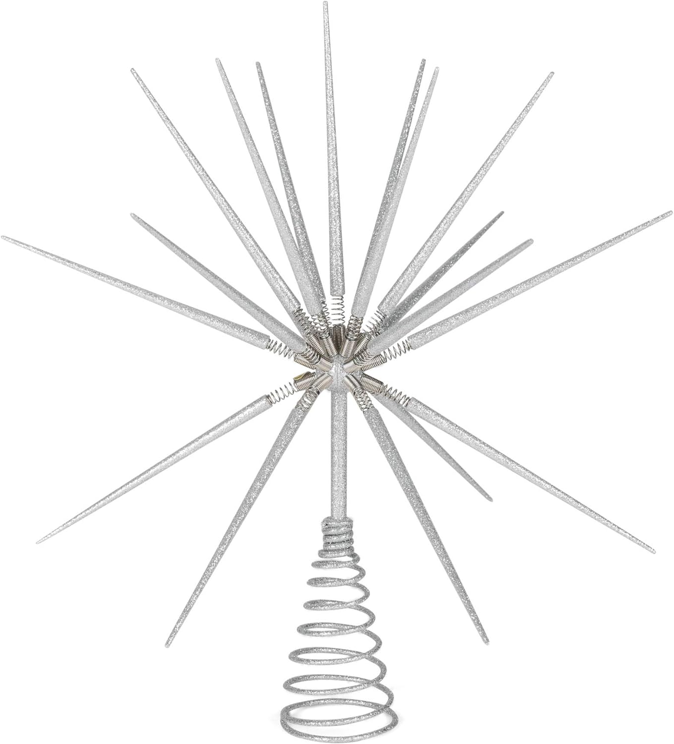 Silver Burst Tree Topper with Spike on Spring - 15 inch