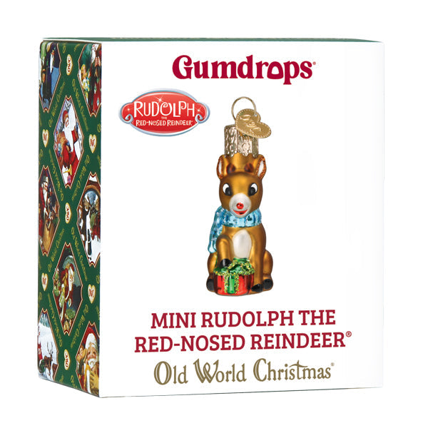 Gumdrop Mini Rudolph Glass Ornament