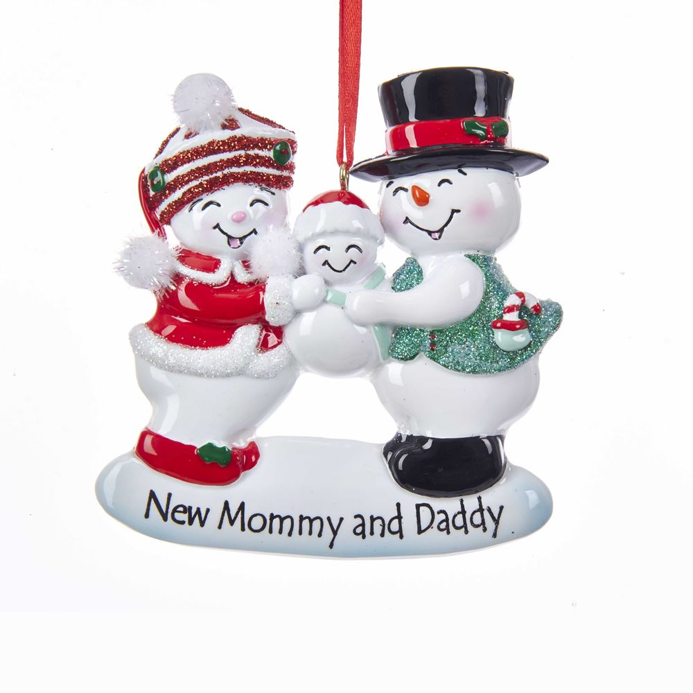 New Mommy and Daddy Snow Family Ornament