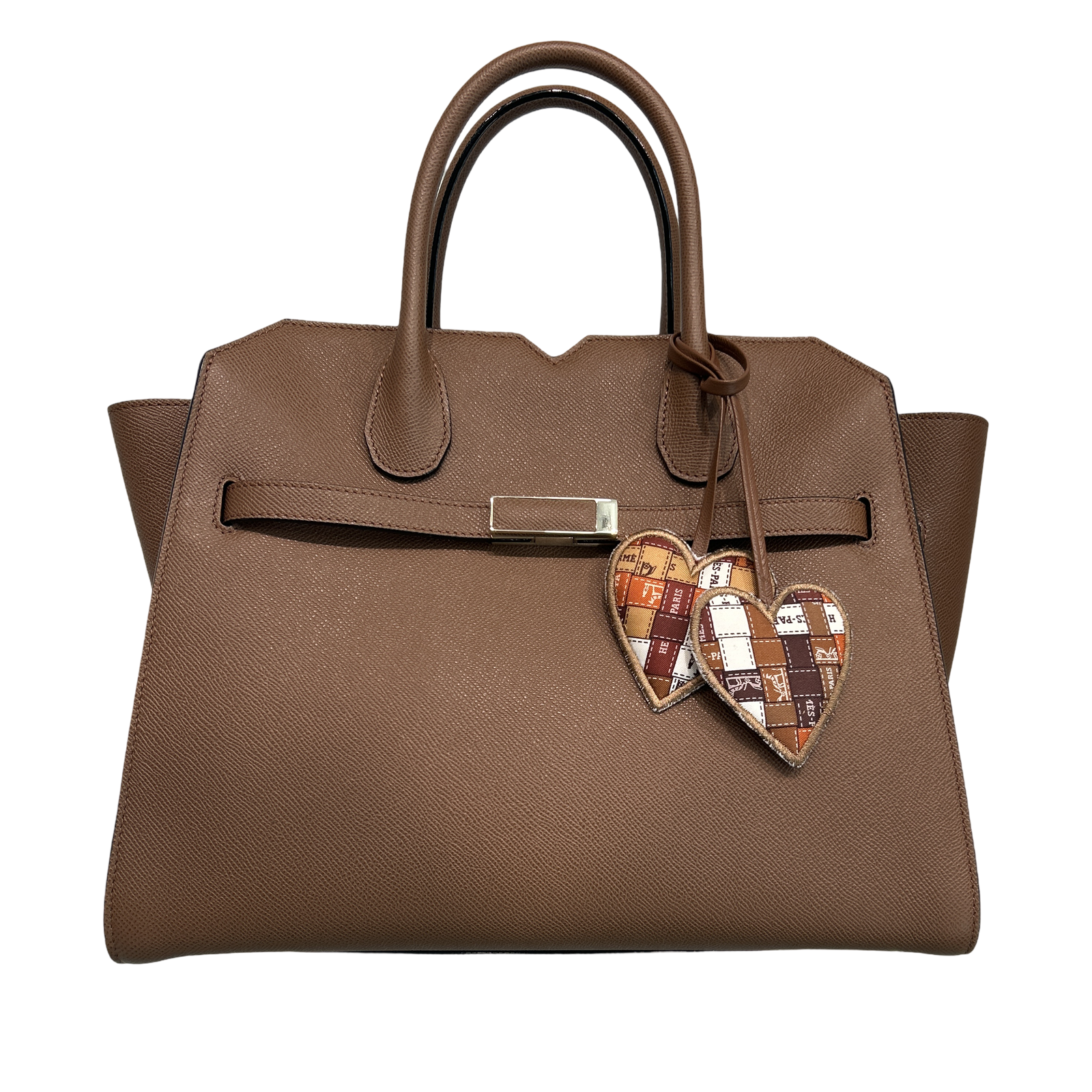 Rubans du Cheval Fuchsia Scarf Double Heart Bag Charm