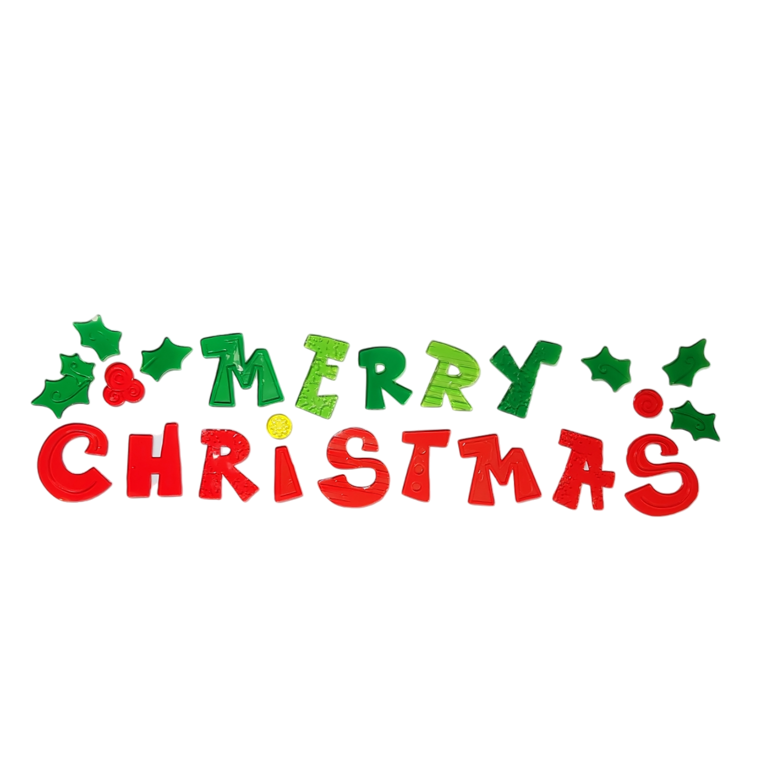 Wide Window Gel Clings - Merry Christmas Holly