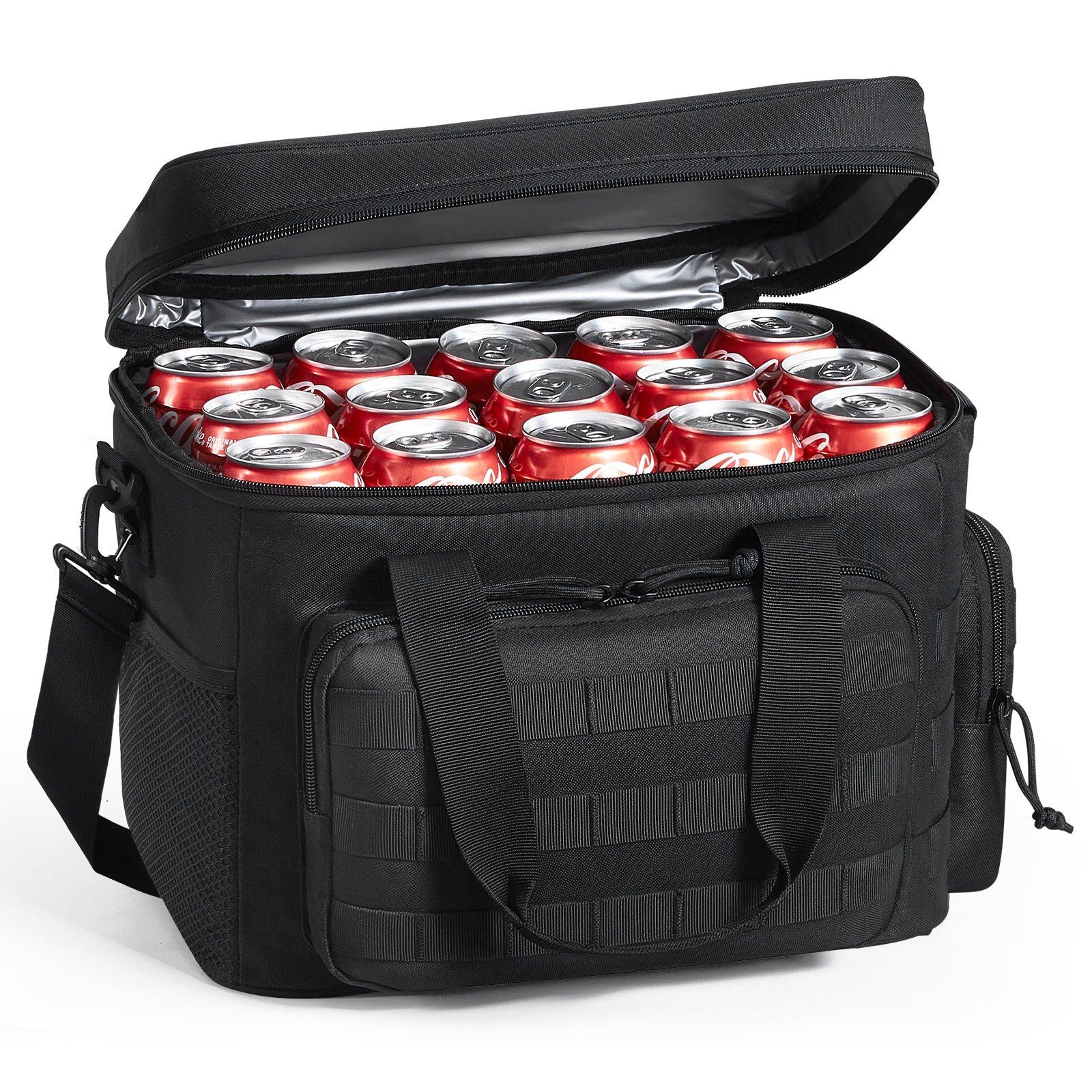 VEVOR Cooler Bag, 20L Insulated Lunch Bag with Molle Design and Multi-Pocket, 600D Cooler Lunch Box with Removable Storage Bags, Soft Cooler for Office, Picnic, Hiking, Beach or Beverage, Black