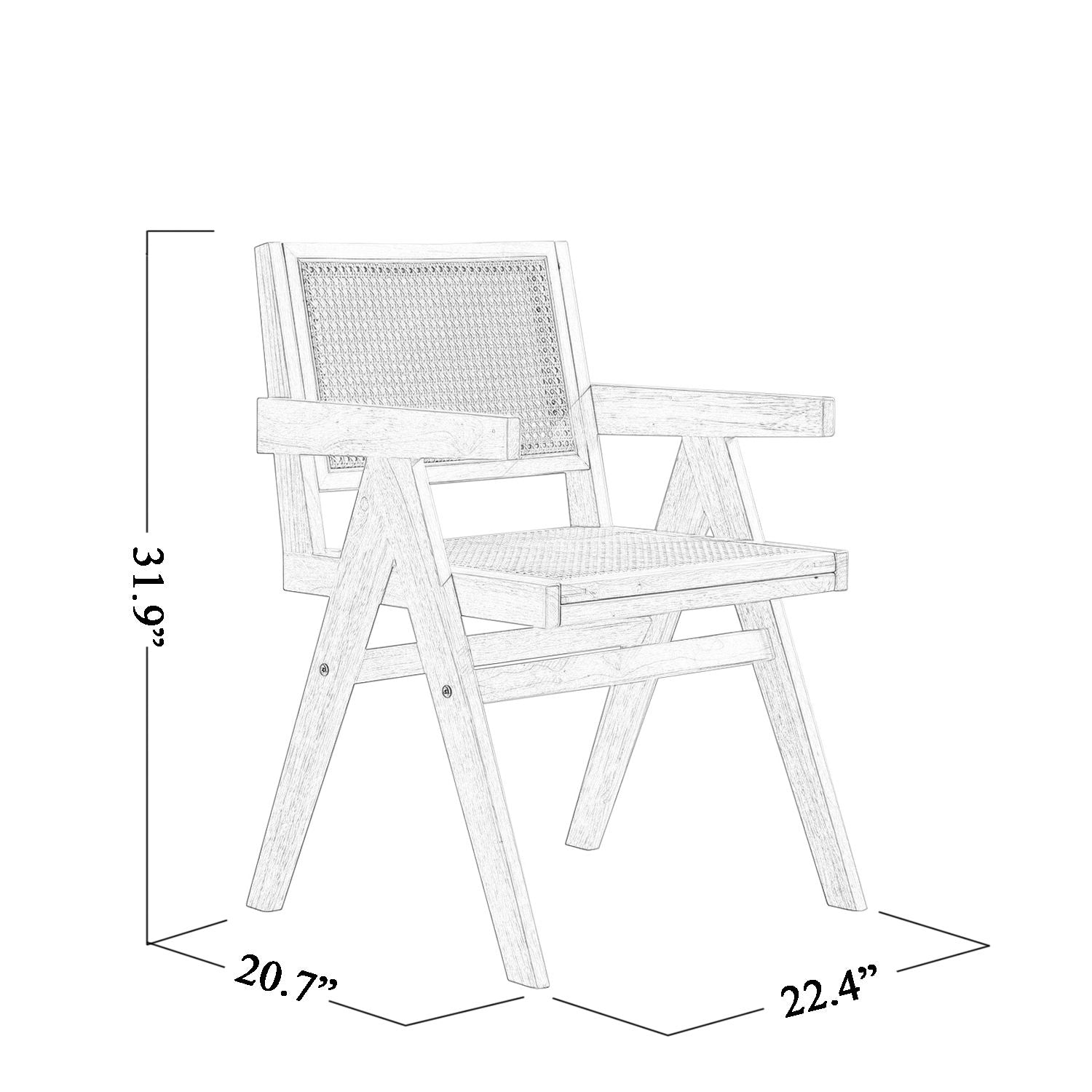 Vintage Solid Wood Rattan Chair, Arm Chair,Dining Chiar, For Dining Room, living Room, Outdoor, Natural