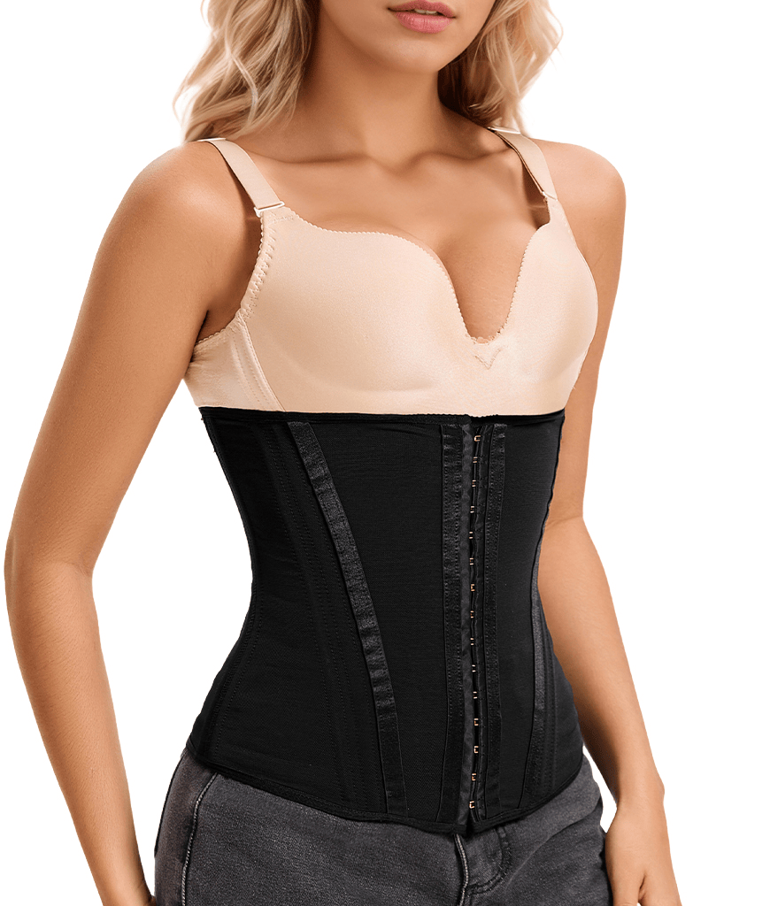Waist Mesh Trainer Strapless for Women-Faja Colombian Girdle Hourglass -Steel Boned Corset Shapewear Tummy  Waist Body Shaper with Extended Button