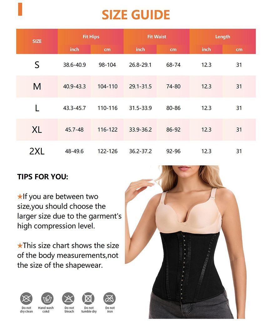 Waist Mesh Trainer Strapless for Women-Faja Colombian Girdle Hourglass -Steel Boned Corset Shapewear Tummy  Waist Body Shaper with Extended Button