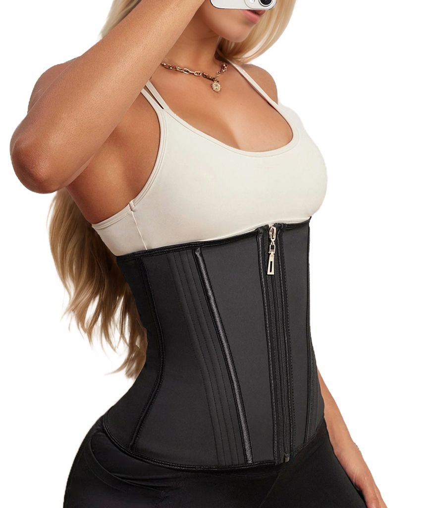 Waist Trainer for Women Latex Sport Underbust Steel Boned Corset Shapewear with Zipper Hook Shapewear Double Control Body Shaper  Workout Fajas Colombianas Moldeadoras Stomach Strapless Shapewear