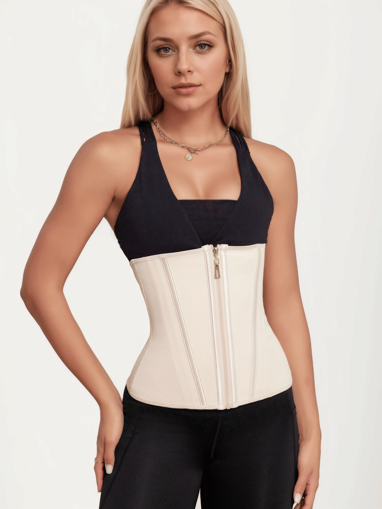 Waist Trainer for Women Latex Sport Underbust Steel Boned Corset Shapewear with Zipper Hook Shapewear Double Control Body Shaper  Workout Fajas Colombianas Moldeadoras Stomach Strapless Shapewear