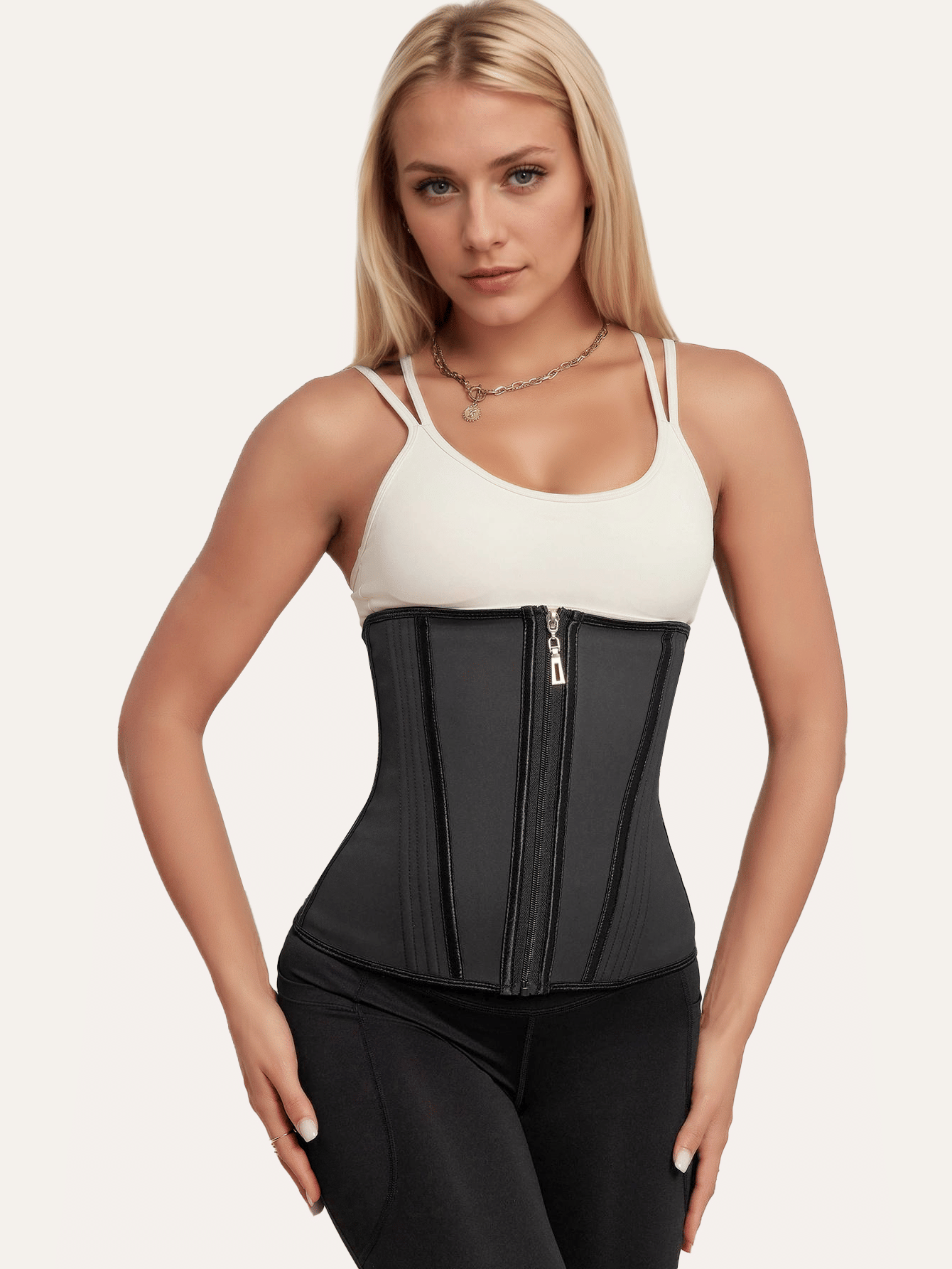 Waist Trainer for Women Latex Sport Underbust Steel Boned Corset Shapewear with Zipper Hook Shapewear Double Control Body Shaper  Workout Fajas Colombianas Moldeadoras Stomach Strapless Shapewear