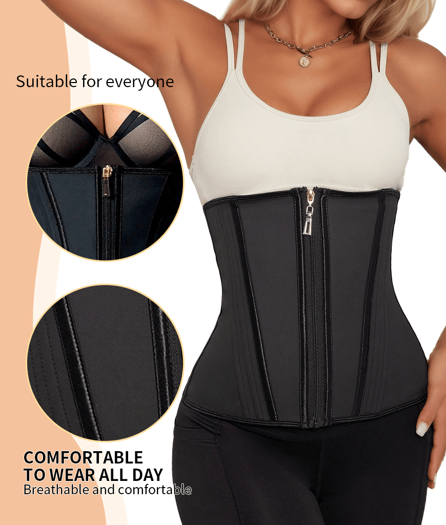 Waist Trainer for Women Latex Sport Underbust Steel Boned Corset Shapewear with Zipper Hook Shapewear Double Control Body Shaper  Workout Fajas Colombianas Moldeadoras Stomach Strapless Shapewear