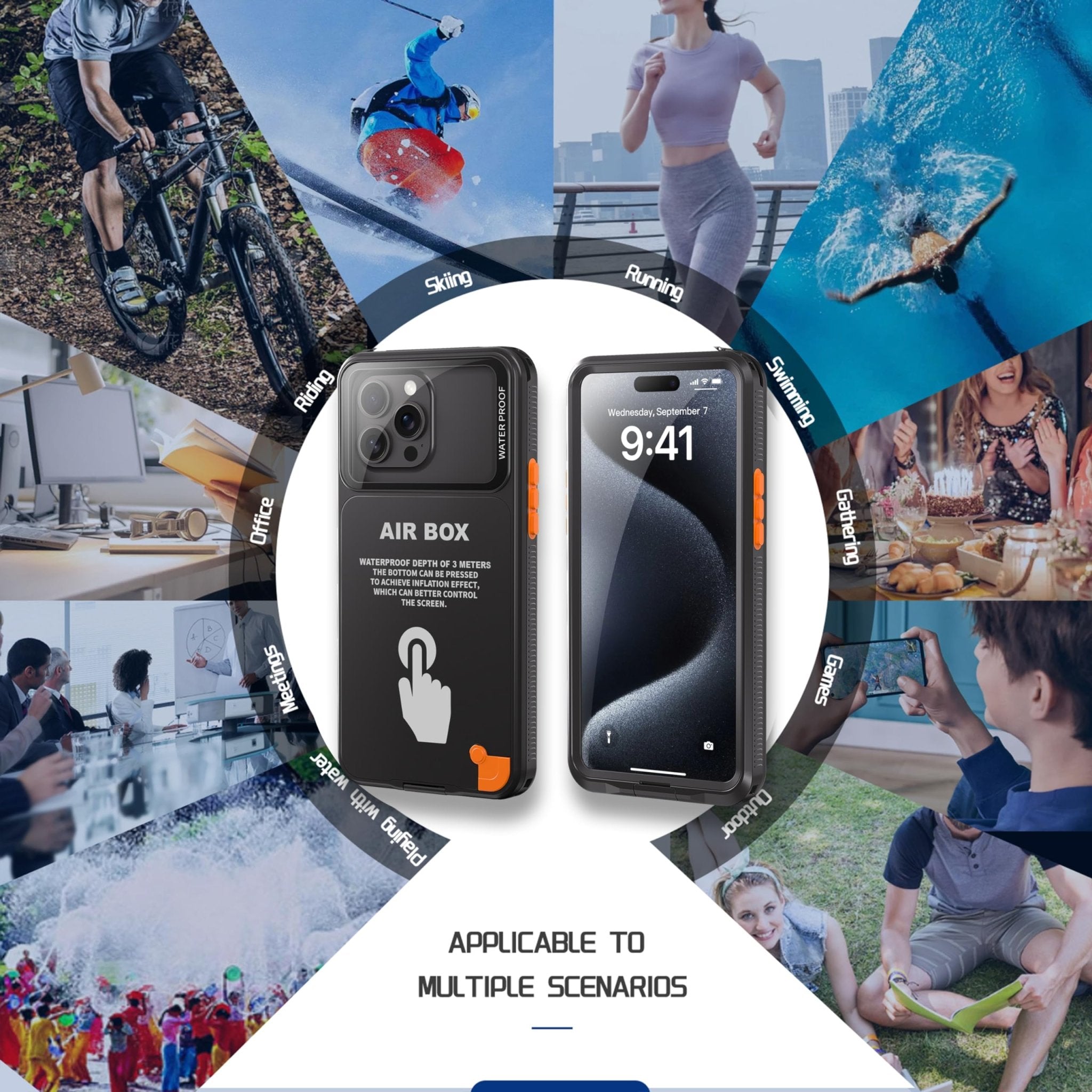 Waterproof Phone Case, Universal Underwater Pouch Dry Bag, Waterproof Self-Check Function, Beach Travel Essentials Snorkeling Case Compatible for iPhone 6.7 inch (Black, 6.7 inch)