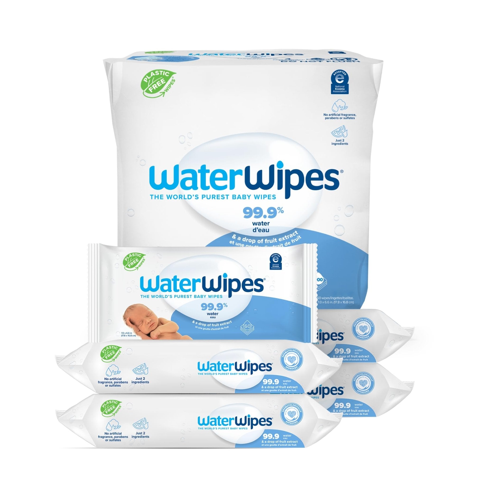 WaterWipes Sensitive+ Newborn & Baby Wipes, 3-In-1 Cleans, Cares, Protects, 99.9% Water, Unscented & Hypoallergenic, 720 Count (12 Packs)
