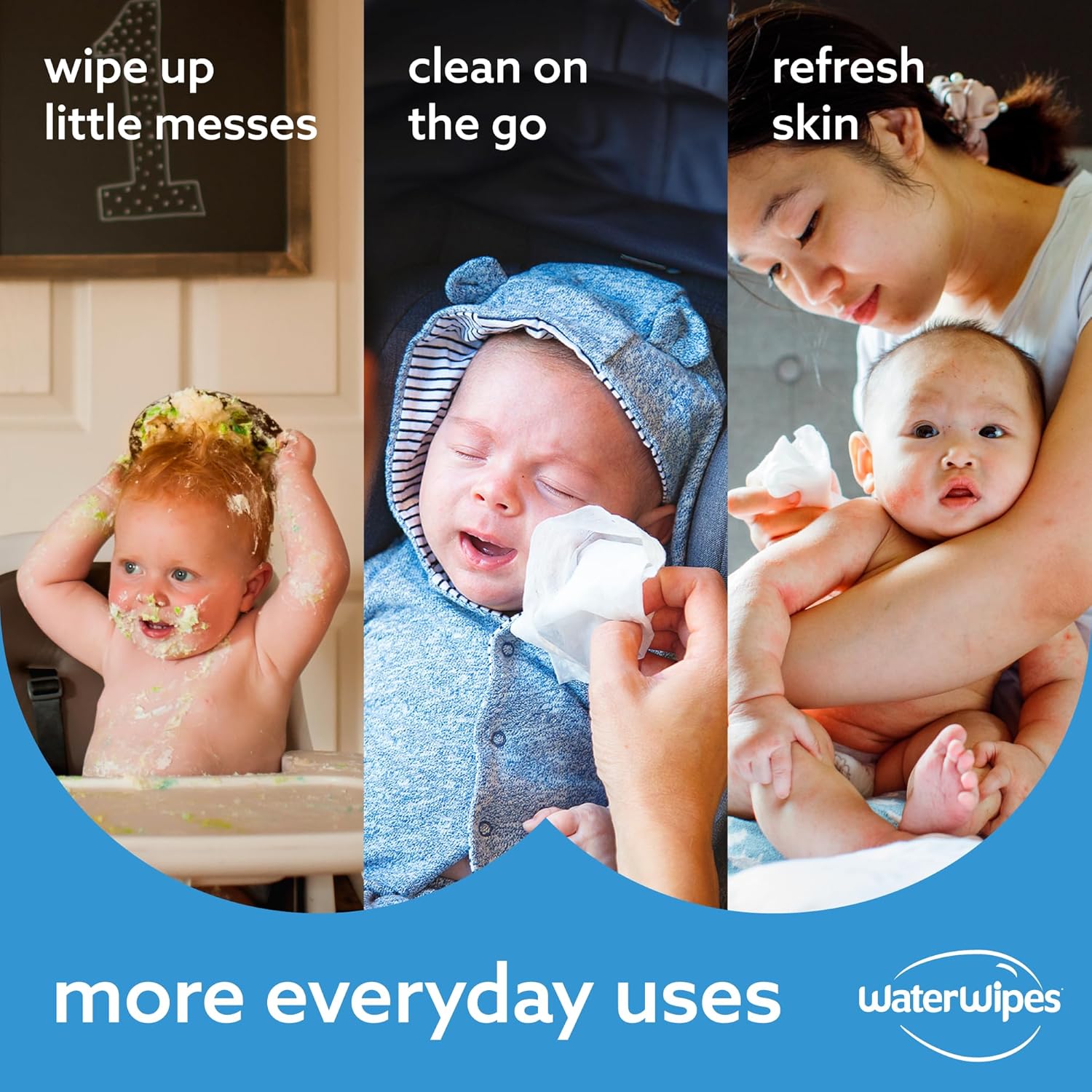 WaterWipes Sensitive+ Newborn & Baby Wipes, 3-In-1 Cleans, Cares, Protects, 99.9% Water, Unscented & Hypoallergenic, 720 Count (12 Packs)