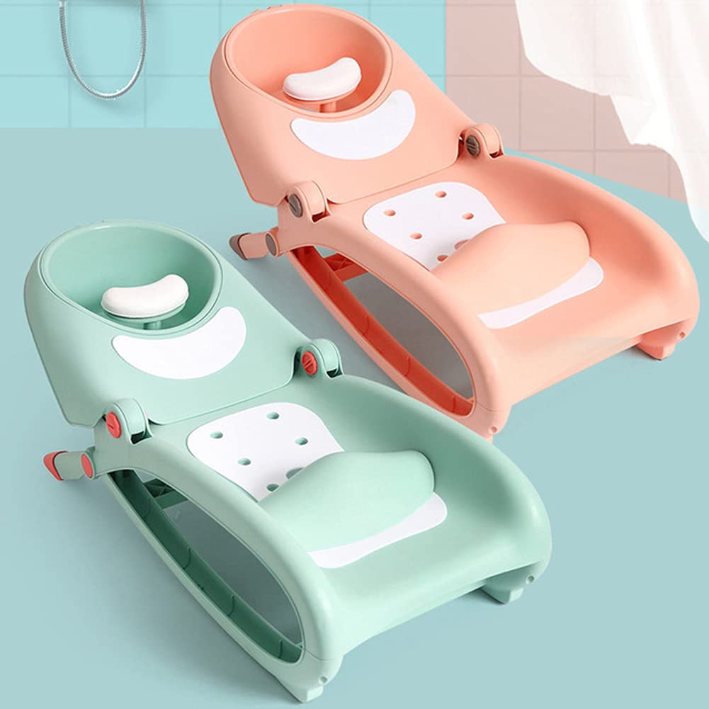 WAYUTO Foldable Baby Shampoo Chair with Shampoo Basin and Head Cushion Waterproof Kids Wash Hair Chair Comfortable Toddler Shampoo Chair Bather Girls Non Slip Kids Hair Washing Bath Seat(Mint Green)