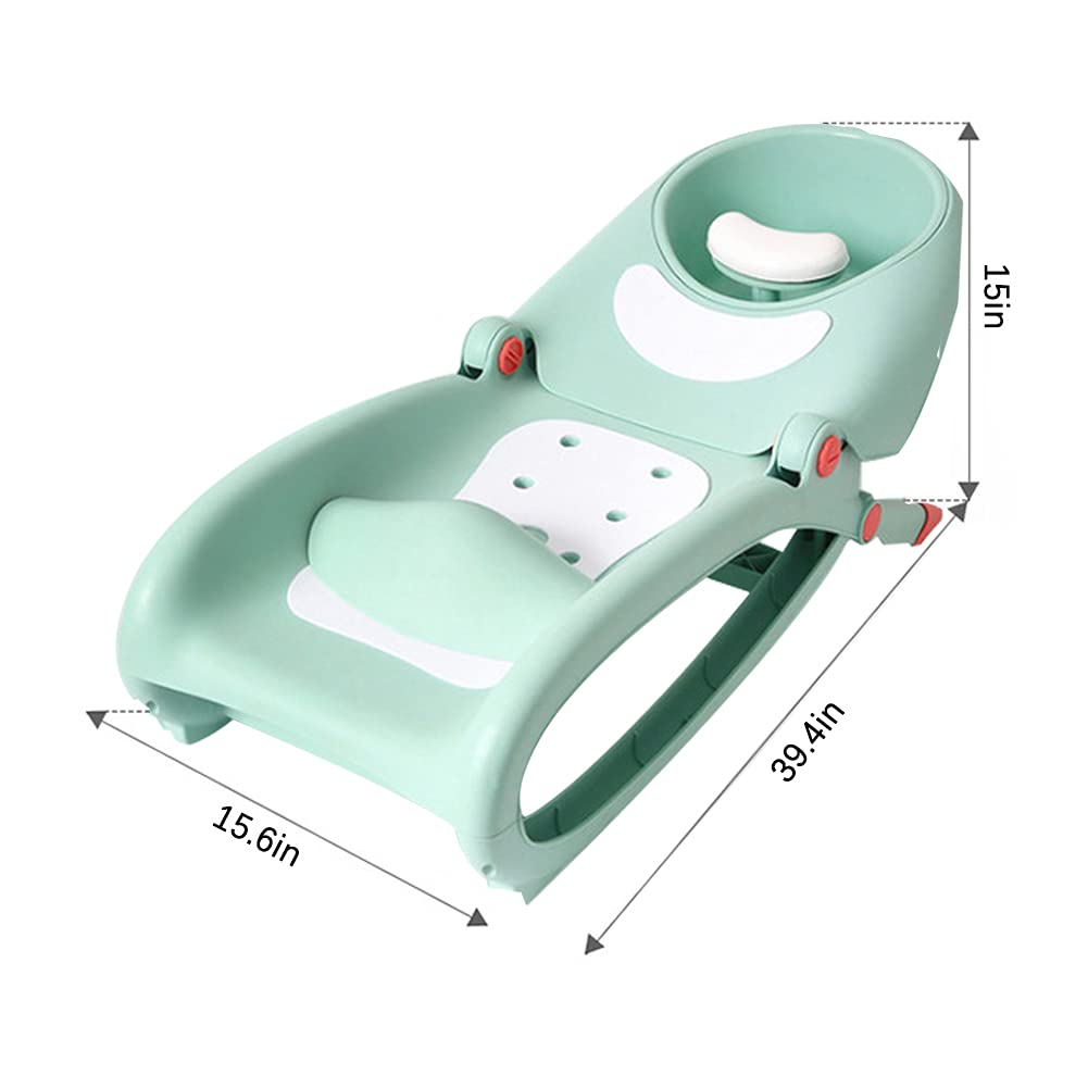 WAYUTO Foldable Baby Shampoo Chair with Shampoo Basin and Head Cushion Waterproof Kids Wash Hair Chair Comfortable Toddler Shampoo Chair Bather Girls Non Slip Kids Hair Washing Bath Seat(Mint Green)