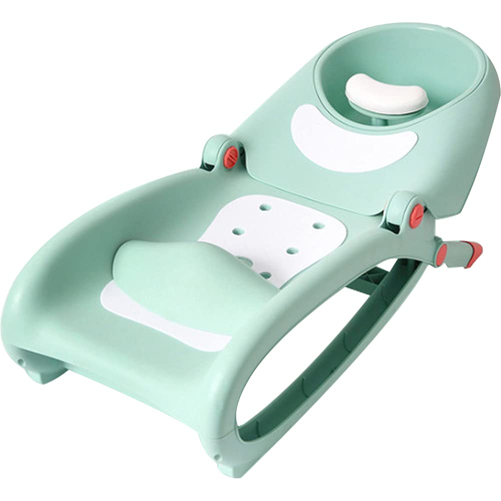 WAYUTO Foldable Baby Shampoo Chair with Shampoo Basin and Head Cushion Waterproof Kids Wash Hair Chair Comfortable Toddler Shampoo Chair Bather Girls Non Slip Kids Hair Washing Bath Seat(Mint Green)