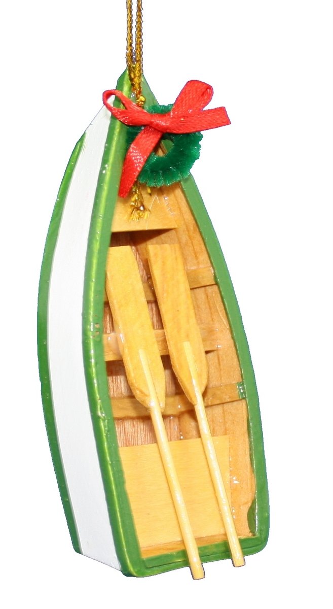 Wooden Row Boat Ornament - Red