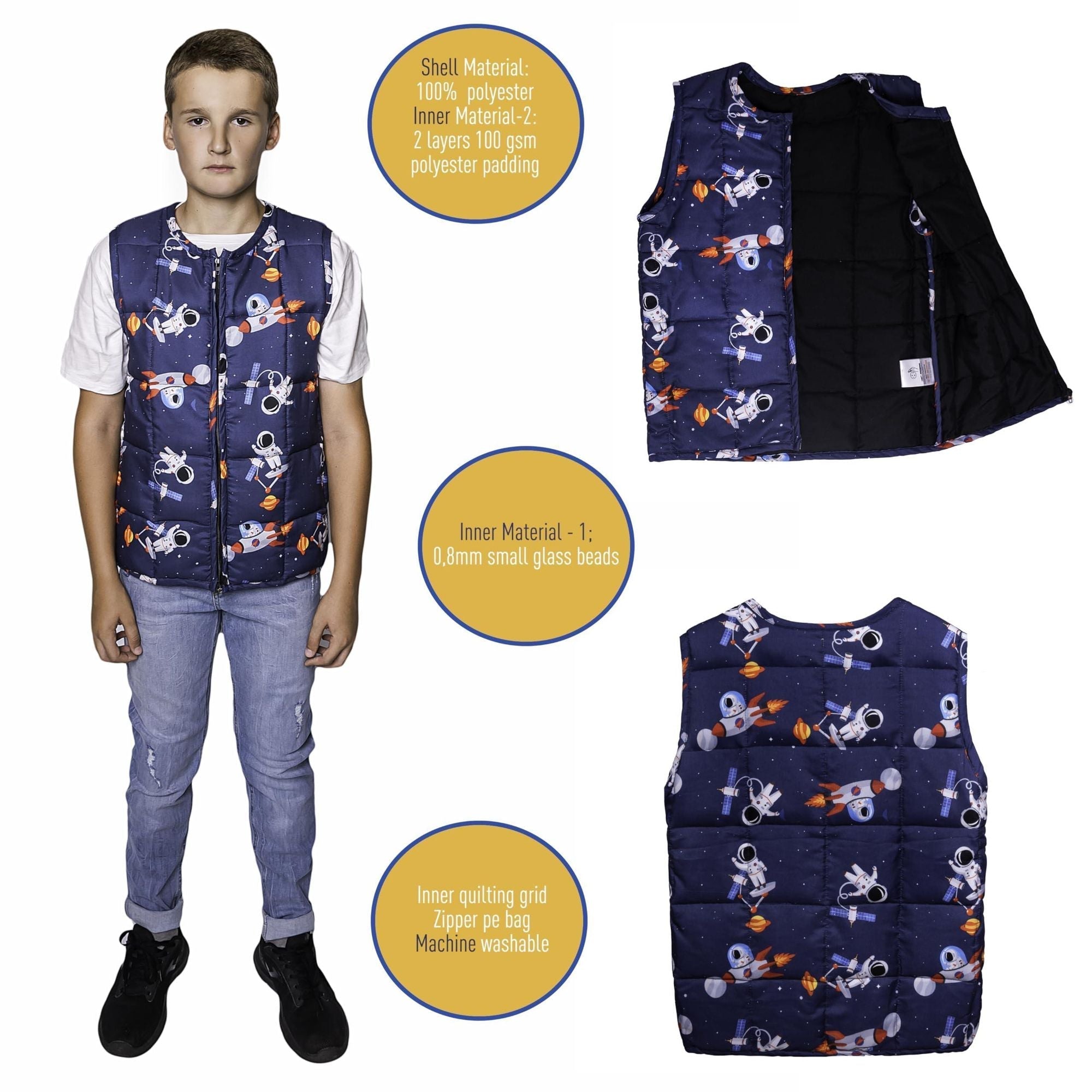 Weighted Vest for Kids Sensory M Size Ages 5 to 9 Adjustable Kids Weighted Vest with 2lb weight Breathable and Washable Compression Vest