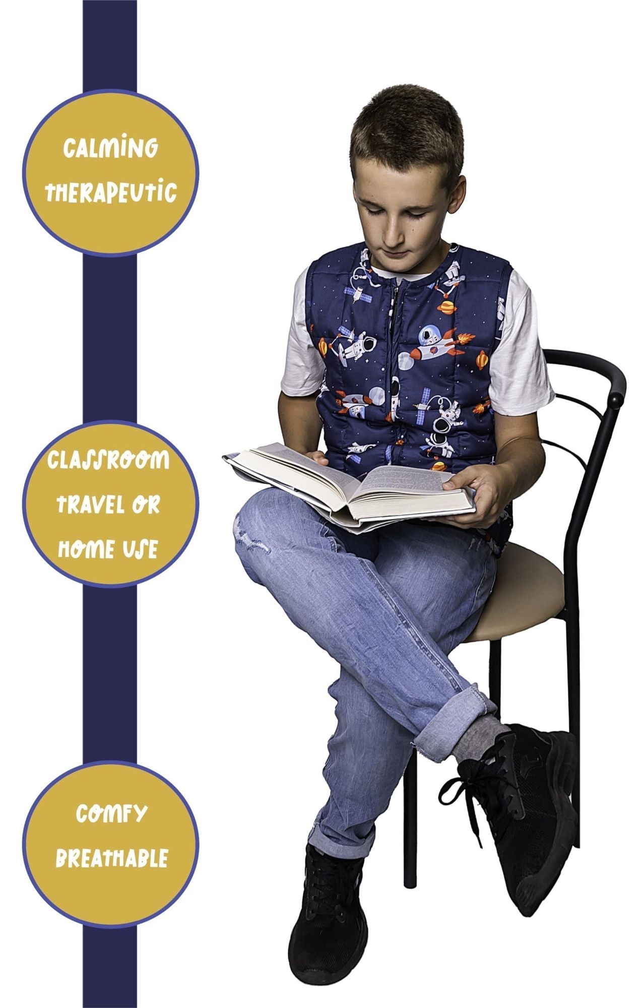 Weighted Vest for Kids Sensory M Size Ages 5 to 9 Adjustable Kids Weighted Vest with 2lb weight Breathable and Washable Compression Vest