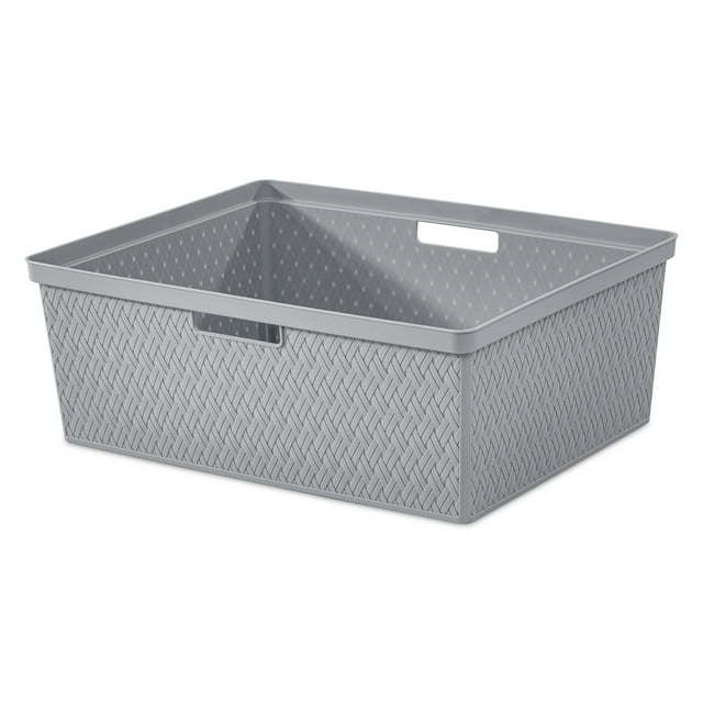 Wide 3 Drawer Cross-Weave Tower Cement